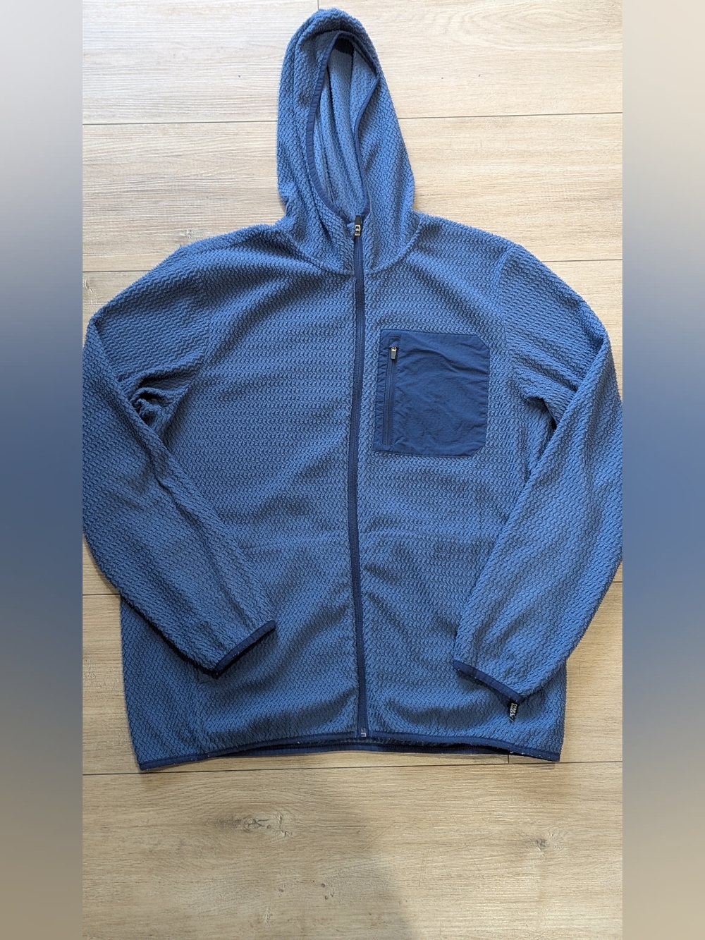 Eddie Bauer Men’s XL Blue Hooded Full Zip Fleece Jacket